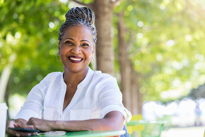 Africian American woman in park
