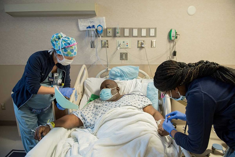Care staff with patient