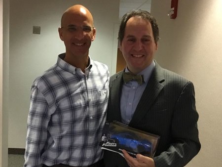 Gill and Dr Schwalb with a model car
