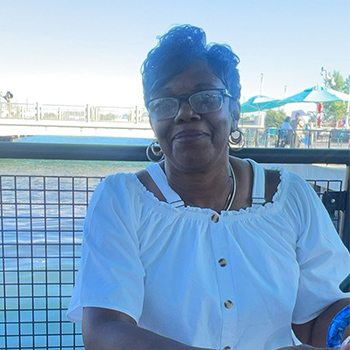 lung cancer patient diana posed outside