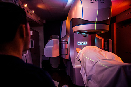 cancer patient inside edge radiosurgery system