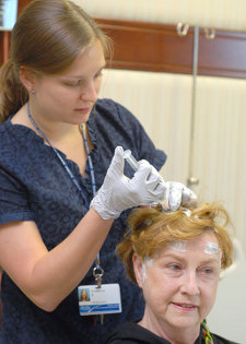 Epilepsy team member with patient at Henry Ford Hospital