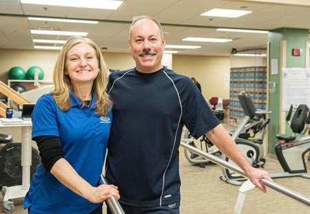 physical therapy patient fred darga and therapist kathy