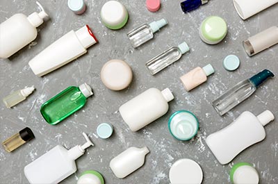 variety of beauty product containers