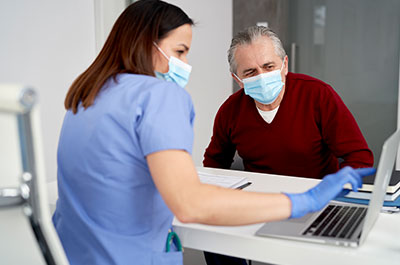 patient talking to doctor