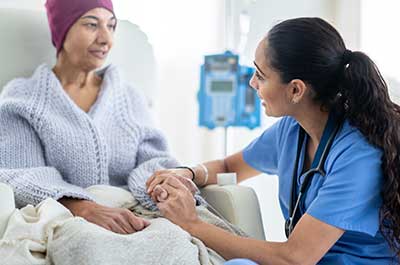 nurse talking to patient