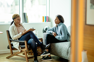 patient talking to therapist