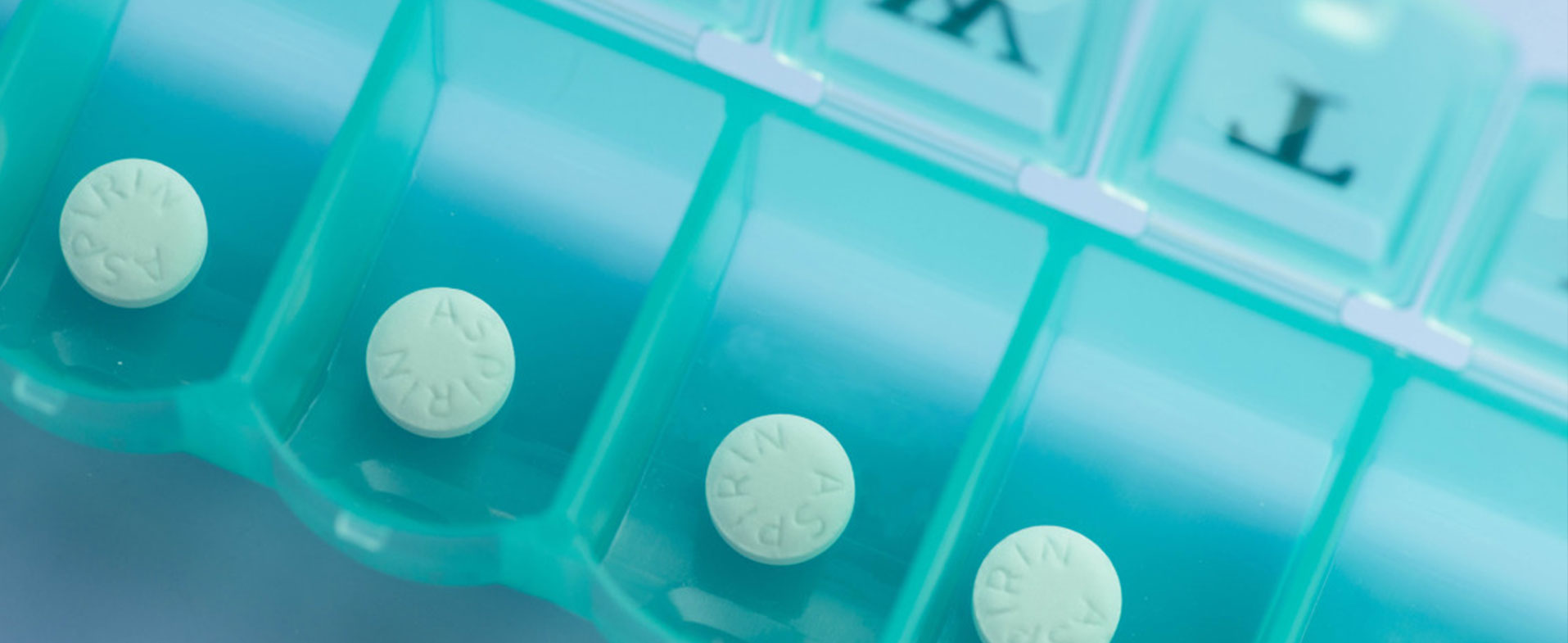 Aspirin in weekly pill box