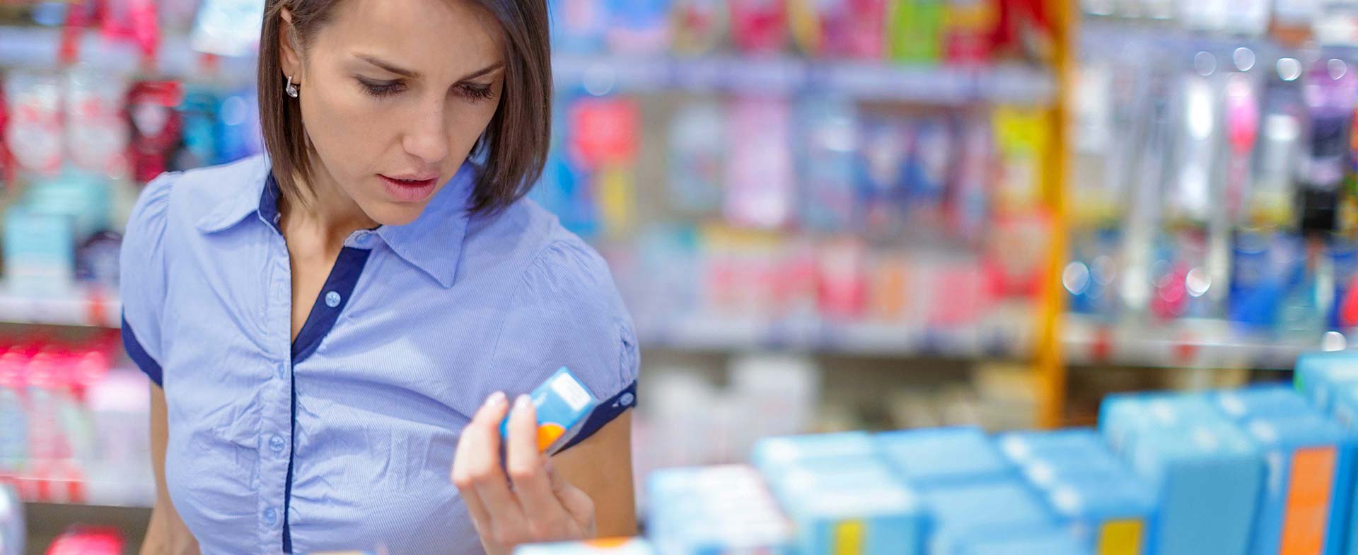 woman buying period products