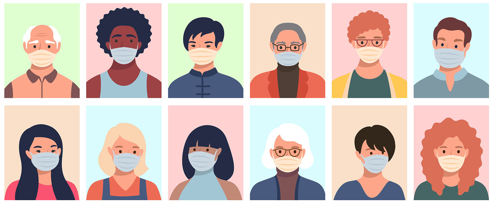 grid of people wearing masks