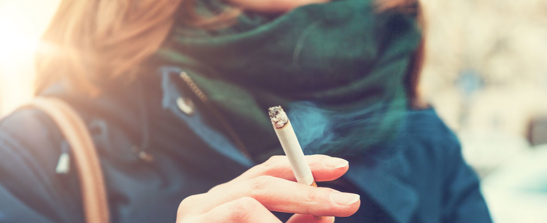 woman smoking outside