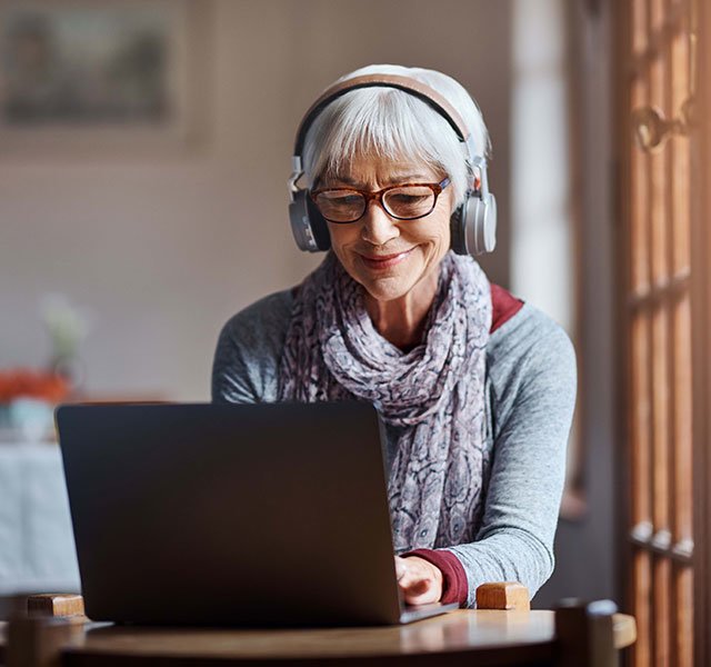woman with headphones
