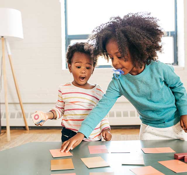 Two young children playing
