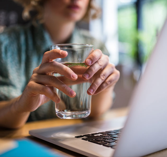 woman drinking water