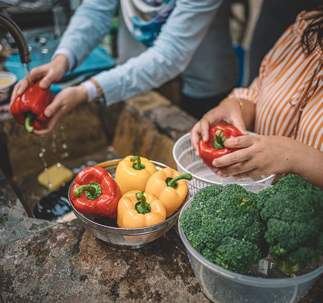 washing vegetables