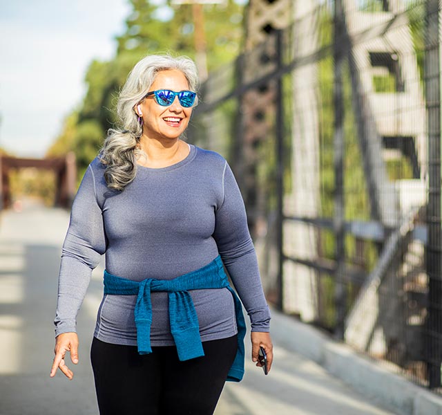 happy woman walking