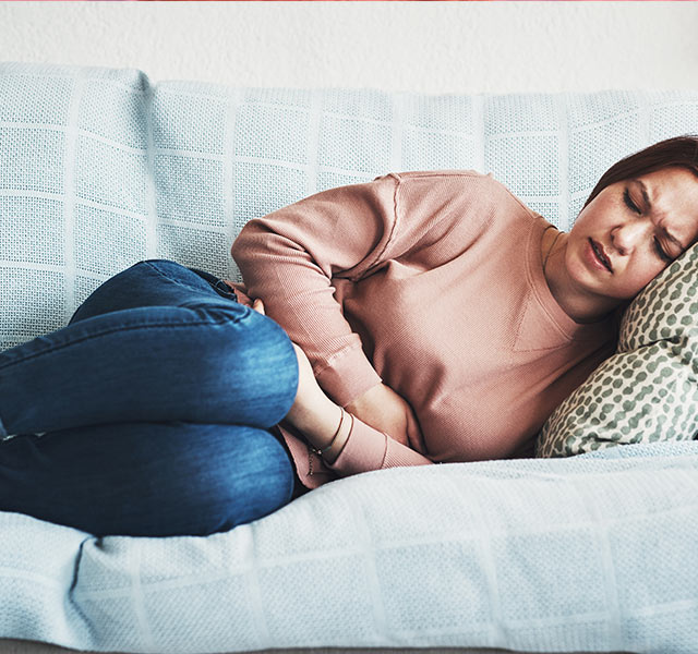 woman with stomach pain
