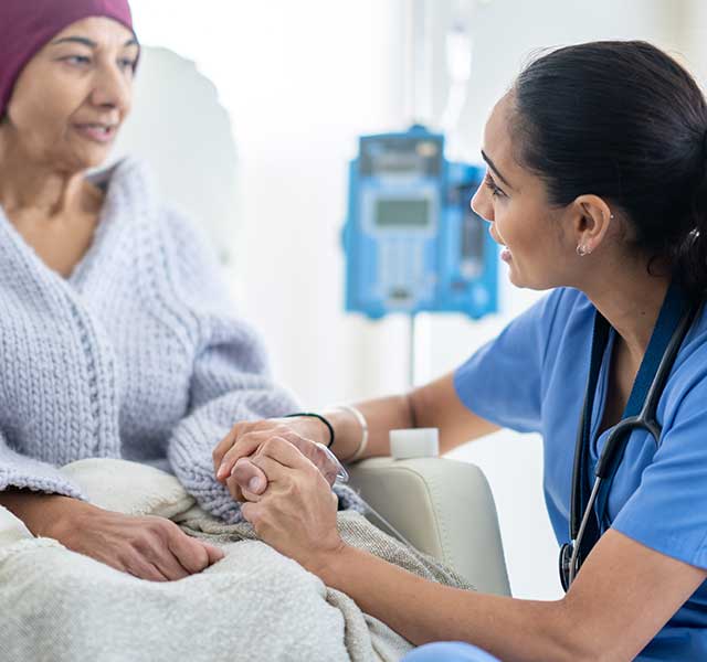 nurse talking to patient