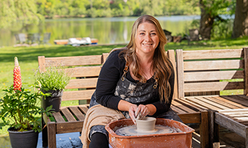 ENT patient Lisa Smith doing pottery