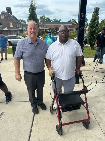 Lamont stroke patient with Mayor Duggan