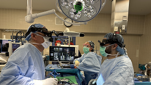 Henry Ford Health Neurosurgeon Dr. Muwaffak M. Abdulhak performs the first complex spinal surgery in the U.S. using the OnPoint augmented reality technology on Aug. 8. 2024, in Detroit.