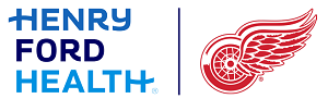Henry Ford Health and Detroit Red Wings logos